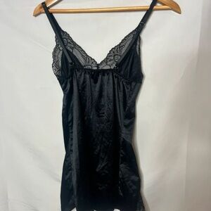 Nightcap Black Lace Satin Chemise